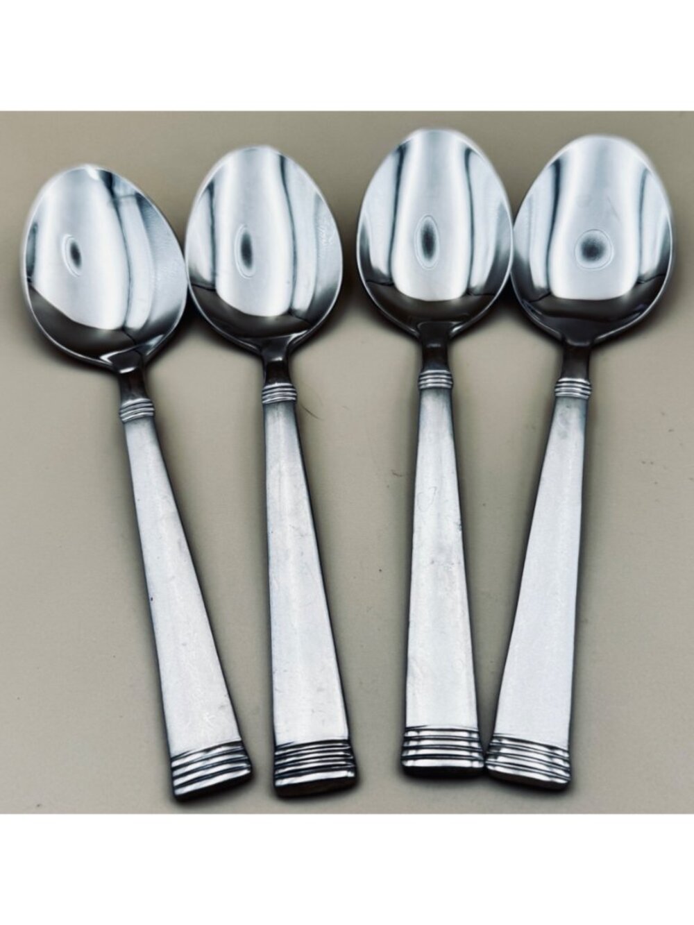 4 Wallace Stainless NAPOLI FROST Oval Soup Spoons 18/10 Flatware Set - Picture 2 of 8